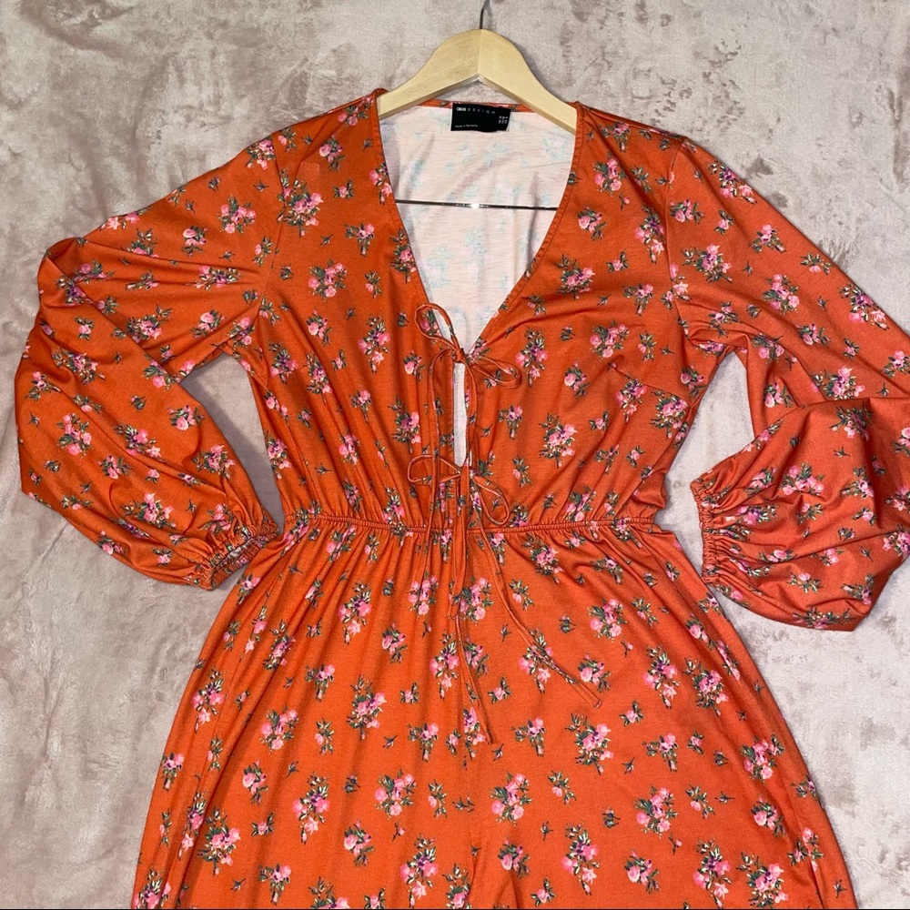 ASOS jumpsuit size 6 orange floral - Picture 2 of 11